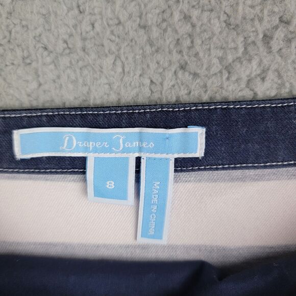 Draper James Miniskirt Womens Size 8  Navy Blue White Striped Size Zipper - Picture 4 of 13